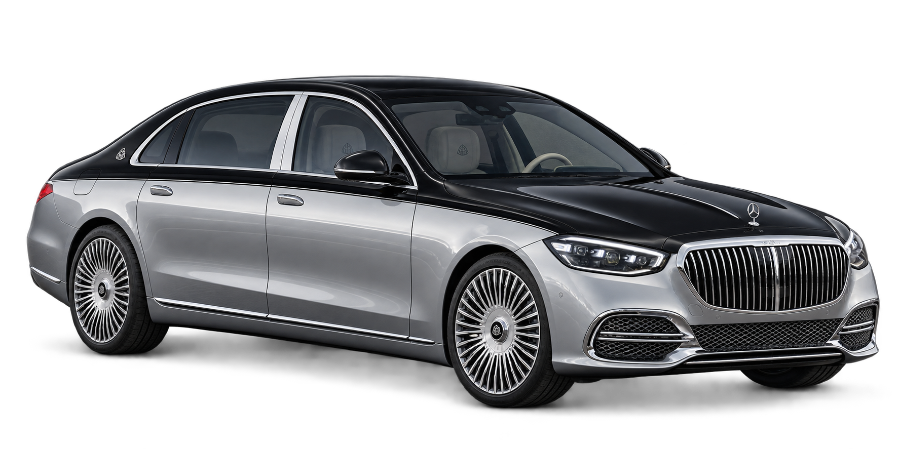 Чёрно-серебристый Mercedes-Maybach S-Класса W223
